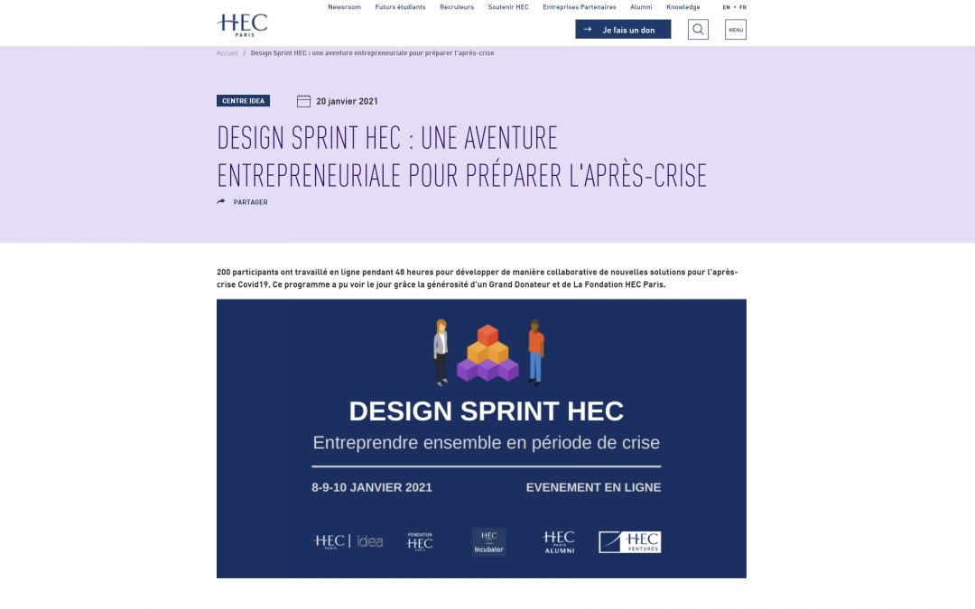 Design Sprint HEC | Une Aventure Entrepreneuriale Pour Préparer L’Après-Crise