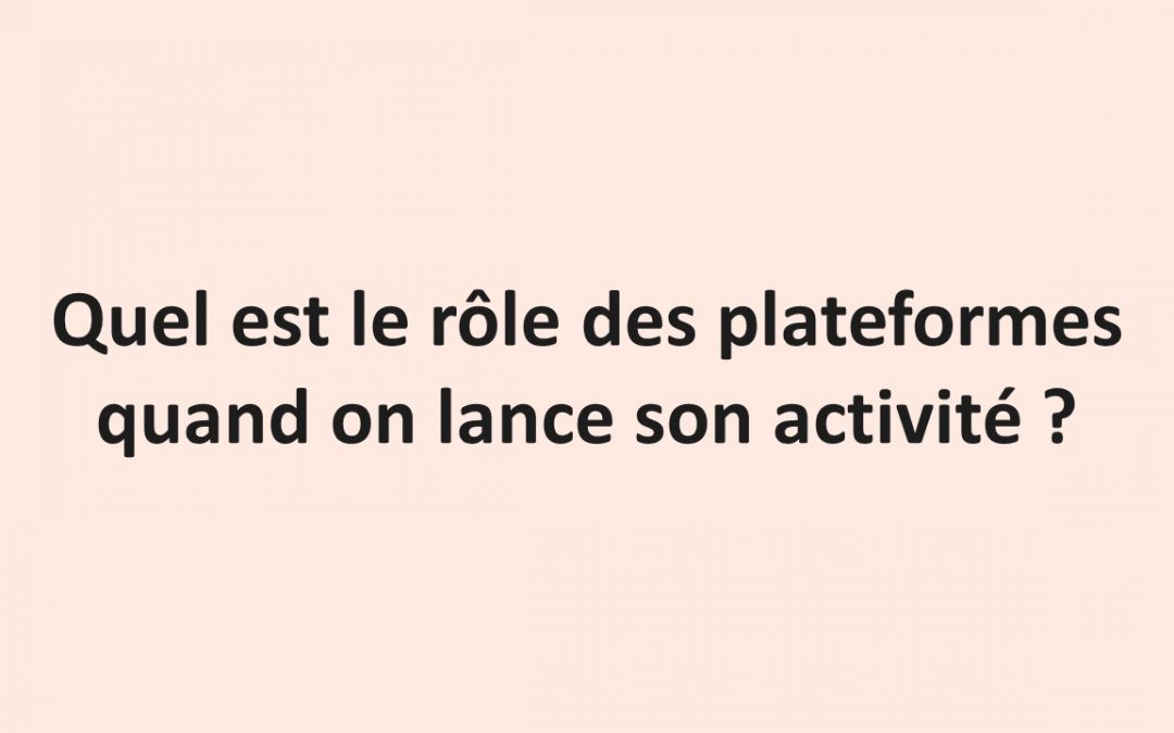 Quel est le rôle des plateformes quand on lance son activité ? 